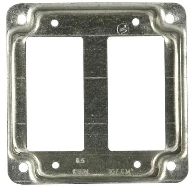 Alt view image 9 of 11 - RACO 809C Box Cover, Square Box Type, 2 Gang, Galvanized Steel, GFCI Receptacle