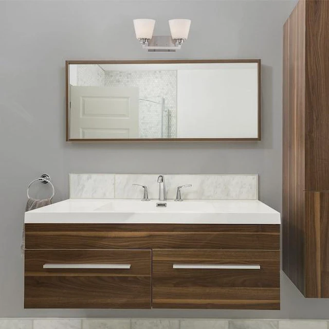 Alt view image 2 of 3 - NUVO 60-5452 Mobili 2 Light Vanity Fixture Satin White Glass Brushed Nick