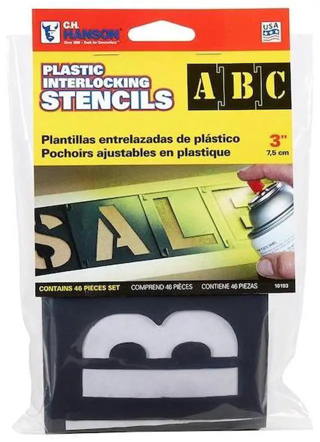 Alt view image 7 of 8 - CH Hanson 3 In. Plastic Stencil Set (46 Piece) 10193