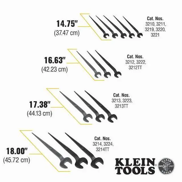 Alt view image 4 of 7 - Klein Tools 1-1/4'' Erection Wrench 3/4"  Bolt for Heavy Nut