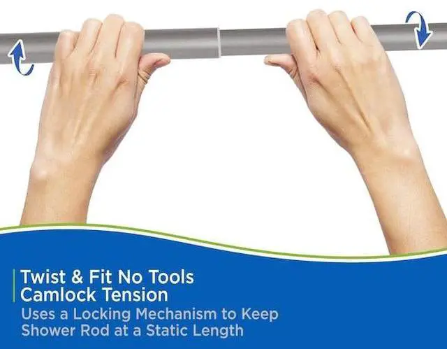 Alt view image 6 of 7 - KENNEY MFG T608C/PL5 Twist & Fit No Tools Tension Shower Curtain Rod, 36-63in,