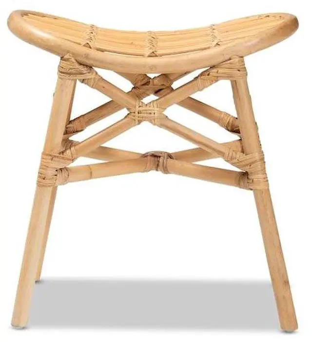 Alt view image 16 of 20 - Baxton Studio Elgon Modern Bohemian Natural Brown Rattan Footstool