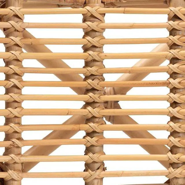 Alt view image 20 of 20 - Baxton Studio Elgon Modern Bohemian Natural Brown Rattan Footstool