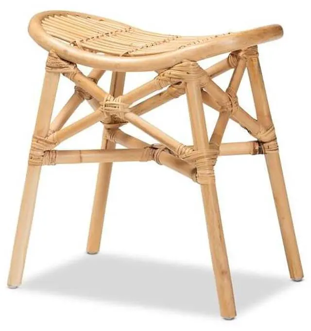 Alt view image 15 of 20 - Baxton Studio Elgon Modern Bohemian Natural Brown Rattan Footstool