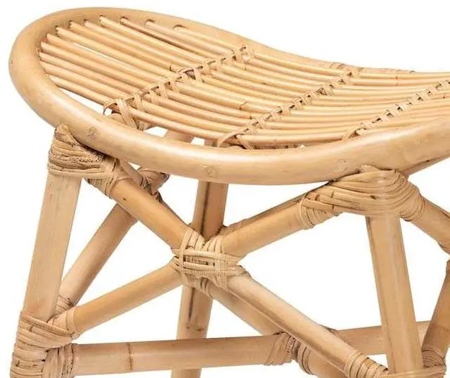 Alt view image 18 of 20 - Baxton Studio Elgon Modern Bohemian Natural Brown Rattan Footstool