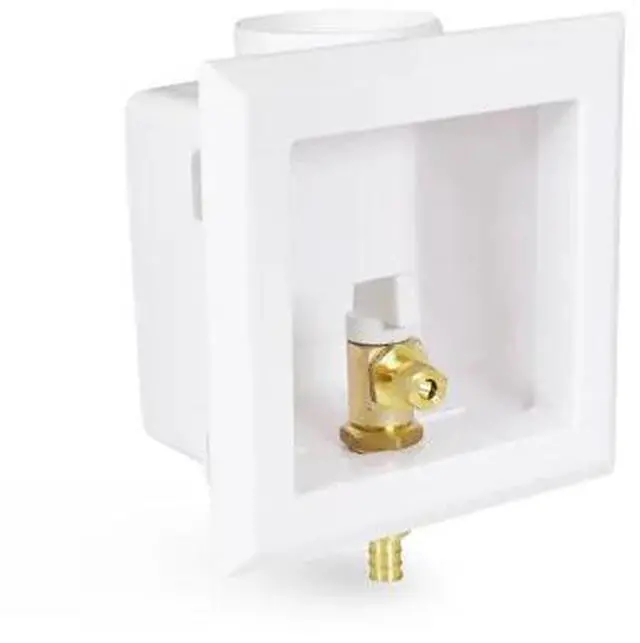 Main image of EVERFLOW SB100-P Icemaker Outlet Box W/ Valves; 1/2'' PEX B; White ABS (Single)