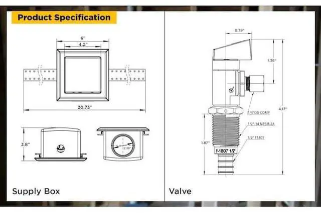 Alt view image 2 of 7 - EVERFLOW SB100-P Icemaker Outlet Box W/ Valves; 1/2'' PEX B; White ABS (Single)
