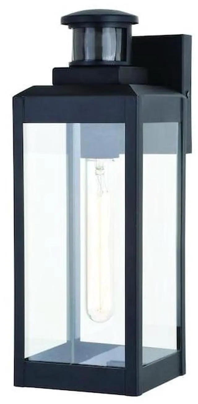 Alt view image 6 of 7 - VAXCEL T0599 Kinzie Black Motion Sensor Dusk to Dawn Outdoor Wall Light Clear