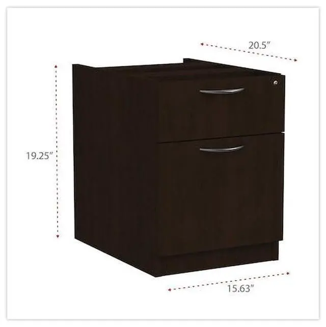Alt view image 14 of 15 - Alera - VA552222ES - Alera Valencia Series 3/4 Box/File Pedestal, 15 5/8w x 20 1/2d x 19 1/4h, Espresso