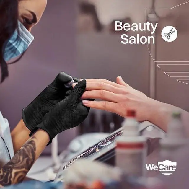 Alt view image 10 of 13 - WeCare Nitrile Gloves 8 Mil - Heavy Duty Gloves with Diamond Texture Grip - Powder and Latex Free Disposable Gloves - Medium - 50 Count - Black