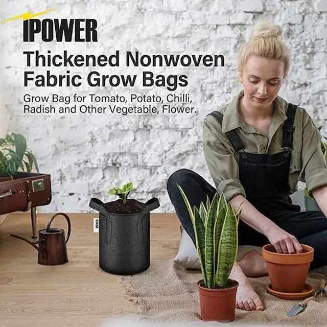 Alt view image 7 of 7 - IPOWER GLGROWBAG15X5BLK Grow Bag, 15-gallon, 5-pack, Black, 5PK