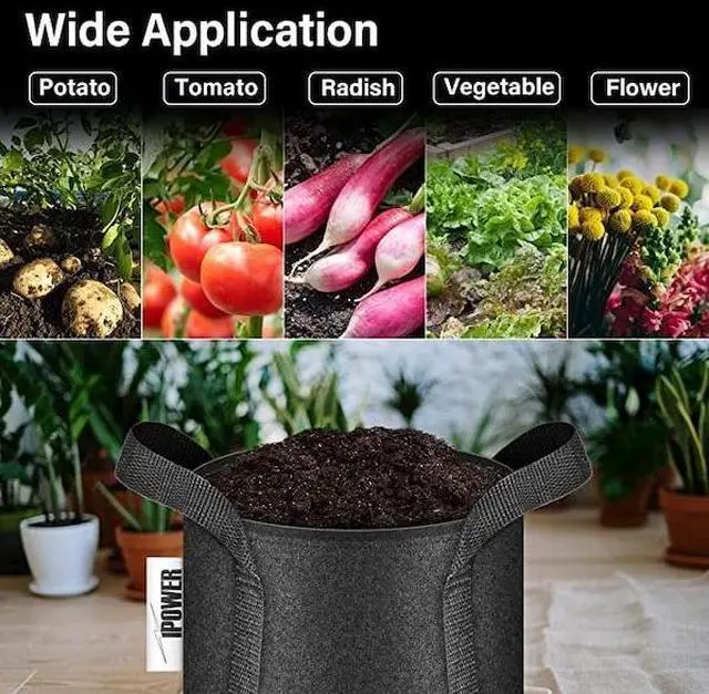 Alt view image 6 of 7 - IPOWER GLGROWBAG15X5BLK Grow Bag, 15-gallon, 5-pack, Black, 5PK