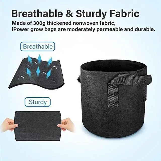 Alt view image 2 of 7 - IPOWER GLGROWBAG15X5BLK Grow Bag, 15-gallon, 5-pack, Black, 5PK