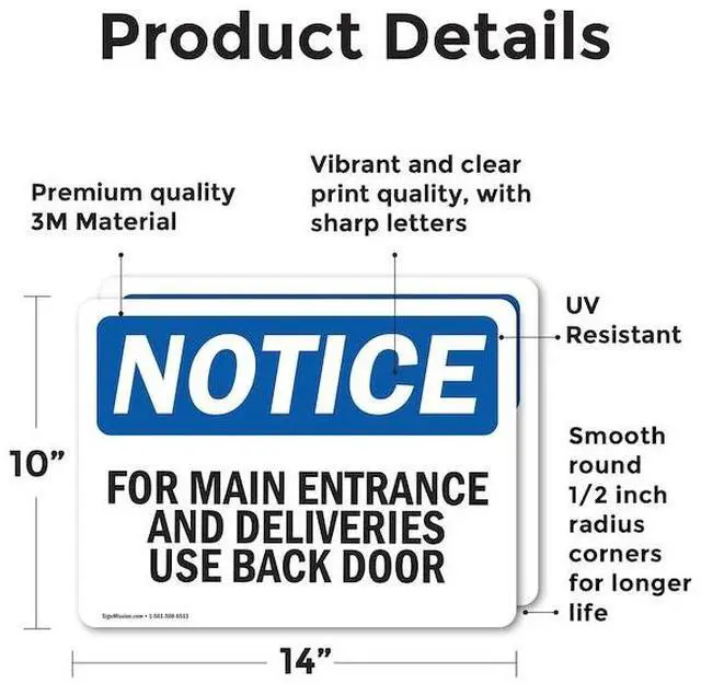 Alt view image 2 of 3 - SIGNMISSION OS-2PACK-NS-D-1014-L-12854 For Main Entrance And Deliveries Use