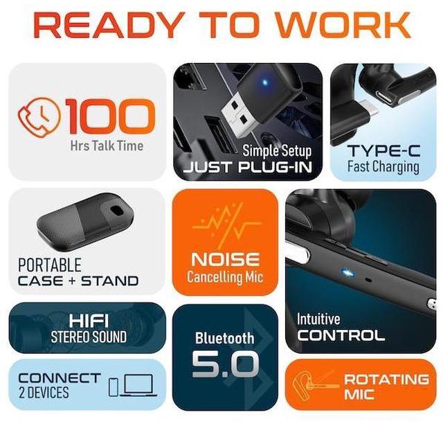 Alt view image 18 of 20 - Delton 90X Noise Canceling Wireless Computer Headset, Auto Pair with PC/Laptop, Earbud for Work 100H, Work from Home, Video Conferencing Headset Compatible with Zoom, Meet, MS Teams