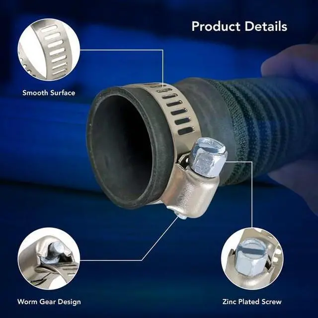 Alt view image 3 of 7 - EVERFLOW 5710SSHCA Stainless Steel Worm Drive Hose Clamps 1/2 ''- 1-1/16''