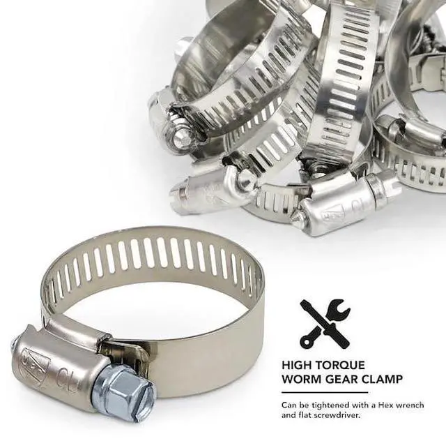 Alt view image 5 of 7 - EVERFLOW 5710SSHCA Stainless Steel Worm Drive Hose Clamps 1/2 ''- 1-1/16''