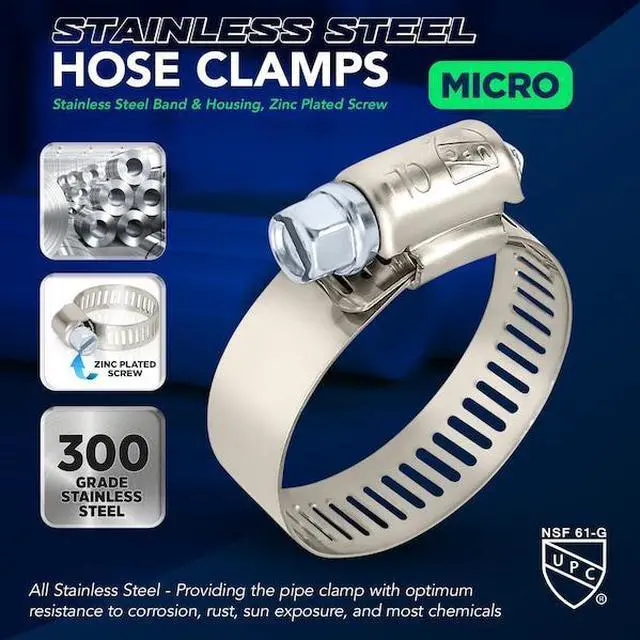 Alt view image 2 of 7 - EVERFLOW 5710SSHCA Stainless Steel Worm Drive Hose Clamps 1/2 ''- 1-1/16''
