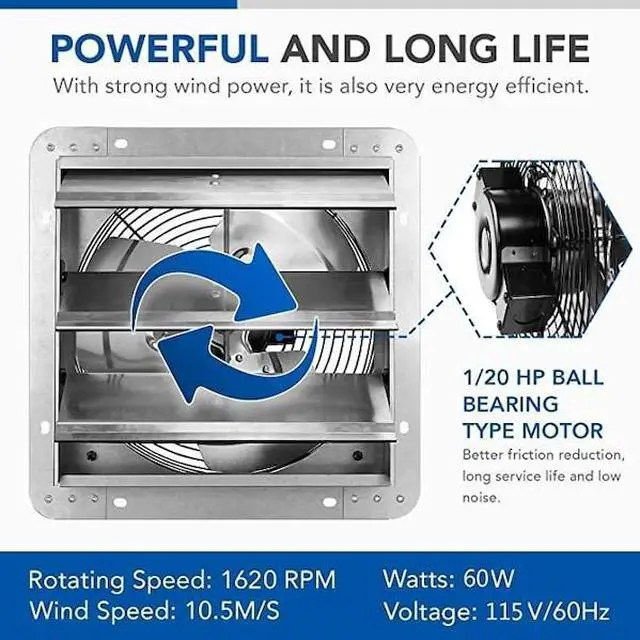 Alt view image 2 of 6 - IPOWER HIFANXEXHAUST12X2 12 Inch Shutter Exhaust Fan Aluminum, 2 PACK, 2PK