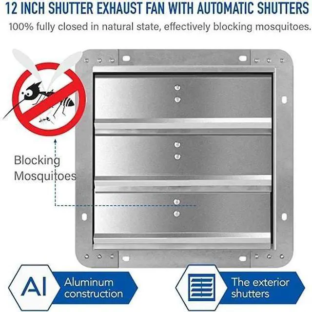 Alt view image 3 of 6 - IPOWER HIFANXEXHAUST12X2 12 Inch Shutter Exhaust Fan Aluminum, 2 PACK, 2PK