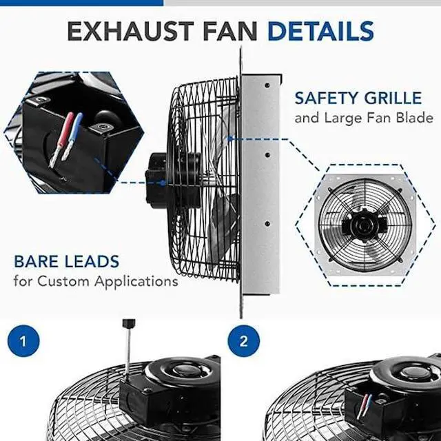 Alt view image 5 of 6 - IPOWER HIFANXEXHAUST12X2 12 Inch Shutter Exhaust Fan Aluminum, 2 PACK, 2PK