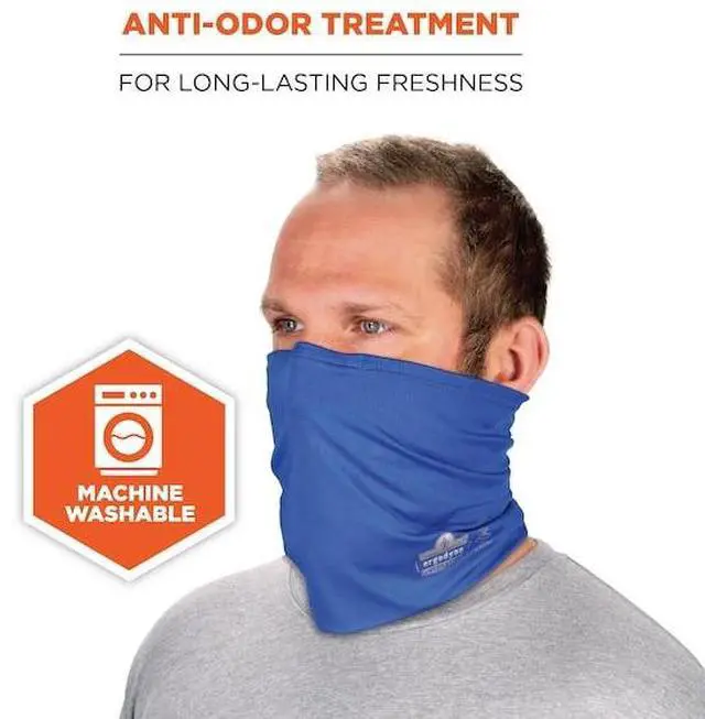 Alt view image 6 of 7 - ERGODYNE 42153 Neck Gaiter 6489, 2 Layer Cooling, Blue, 2XL/3XL