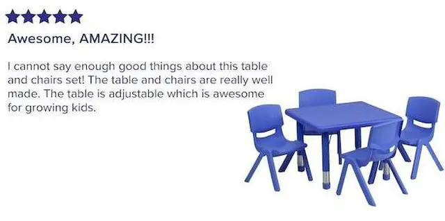 Alt view image 15 of 16 - 24'' Square Blue Plastic Height Adjustable Activity Table Set with 4 Chairs