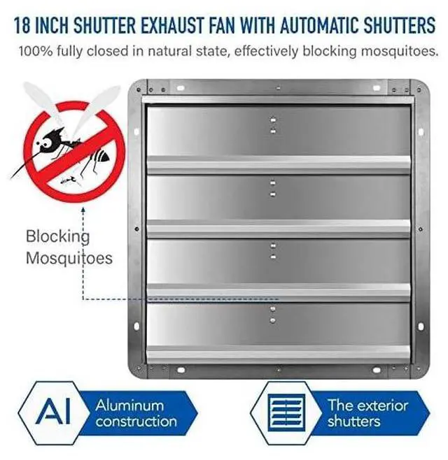 Alt view image 2 of 7 - IPOWER HIFANXEXHAUST18THEMOT 18 Inch Shutter Exhaust Fan with Thermostat