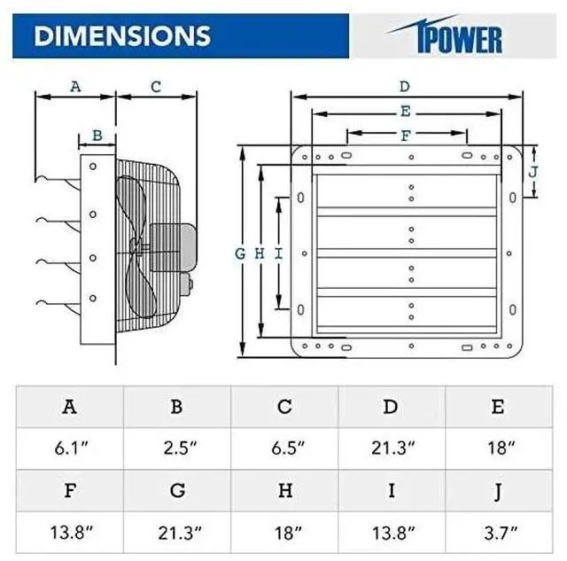 Alt view image 4 of 7 - IPOWER HIFANXEXHAUST18THEMOT 18 Inch Shutter Exhaust Fan with Thermostat
