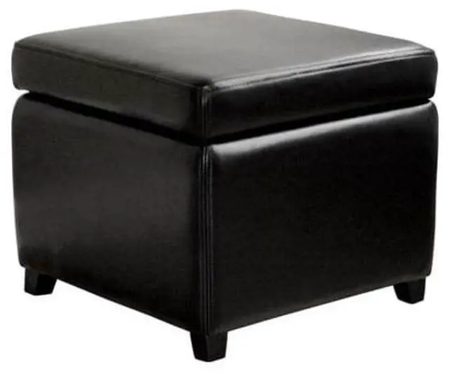 Alt view image 6 of 6 - Baxton Studio Black Full Leather Small Storage Cube Ottoman