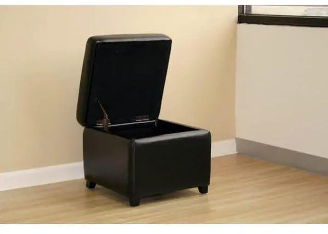 Alt view image 5 of 6 - Baxton Studio Black Full Leather Small Storage Cube Ottoman