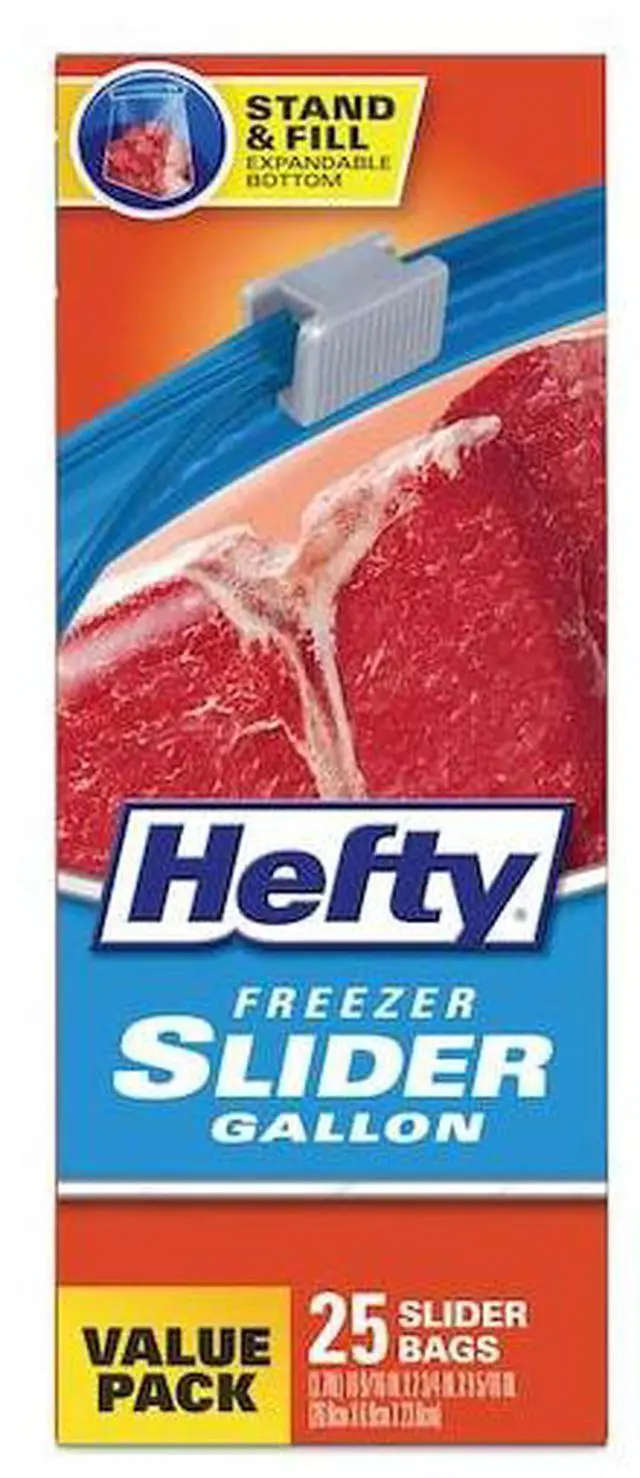 Alt view image 6 of 9 - Hefty One Zip Slider Bags Freezer 1gal 2.5 mil Clear 25/Box R82425