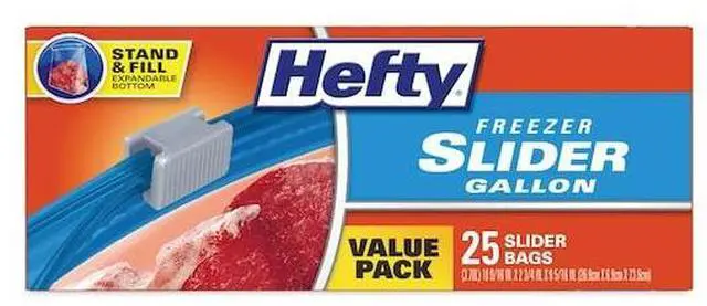 Alt view image 7 of 9 - Hefty One Zip Slider Bags Freezer 1gal 2.5 mil Clear 25/Box R82425