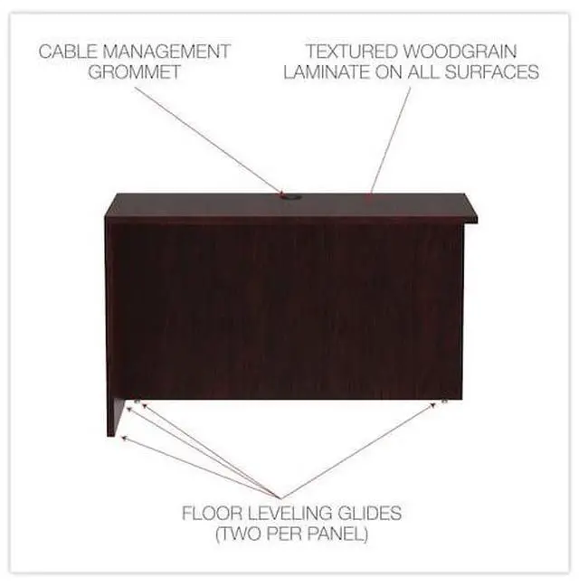 Alt view image 10 of 14 - Alera Valencia Series Reversible Return/Bridge Shell,47 1/4w x 23 5/8d, Mahogany