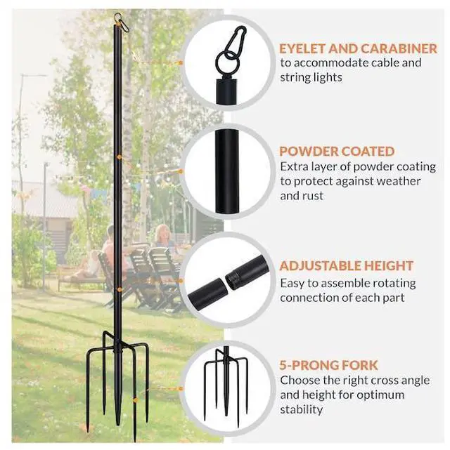 Alt view image 5 of 7 - NEWHOUSE LIGHTING NHSLP-2P 9 ft. 8 in. Outdoor String Light Poles for Outside