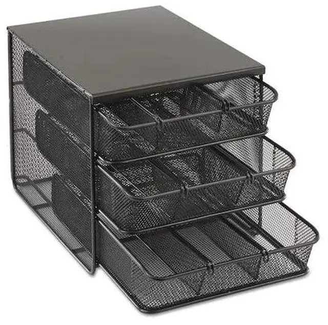 Alt view image 8 of 20 - 3 Drawer Hospitality Organizer 7 Compartments 11 1/2w x 8 1/4d x 8 1/4h Bk