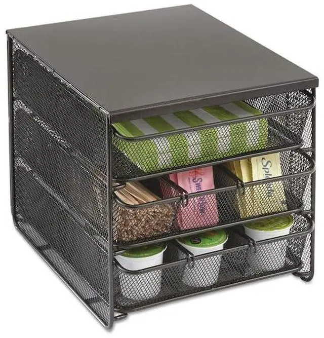 Alt view image 18 of 20 - 3 Drawer Hospitality Organizer 7 Compartments 11 1/2w x 8 1/4d x 8 1/4h Bk