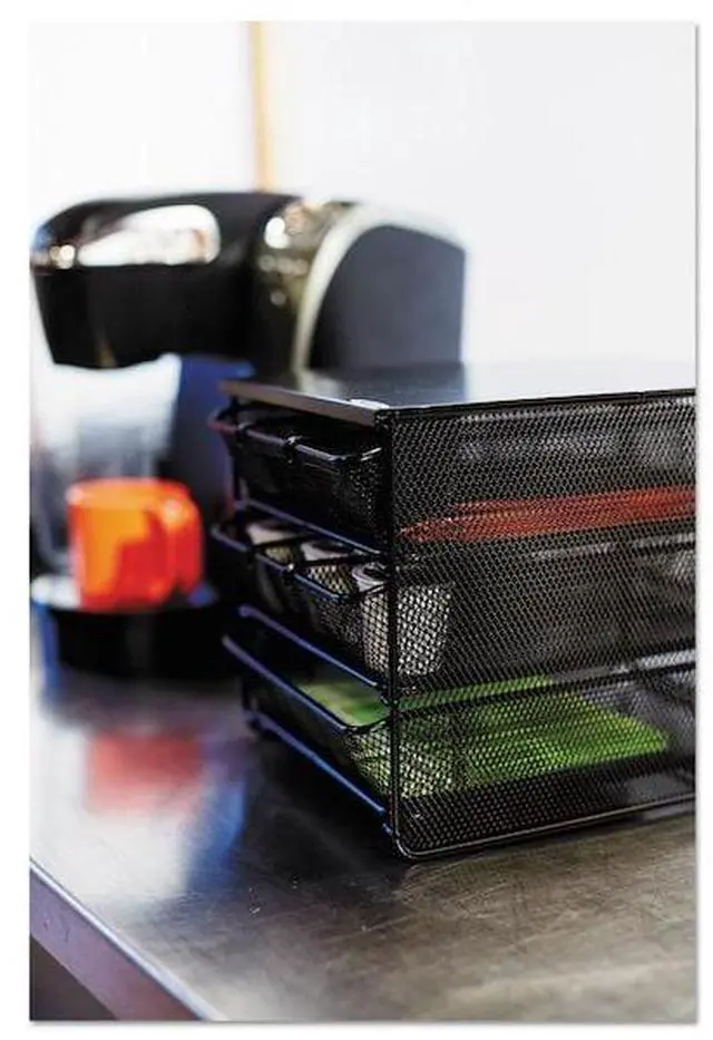 Alt view image 19 of 20 - 3 Drawer Hospitality Organizer 7 Compartments 11 1/2w x 8 1/4d x 8 1/4h Bk