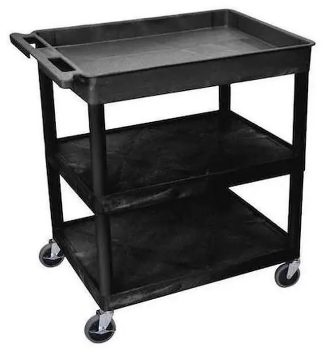 Main image of LUXOR TC122-B Tub Cart,(3) Shelves,L, High Density Polyethylene (Shelf),