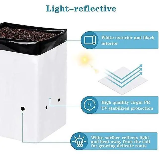 Alt view image 4 of 6 - IPOWER GLGROWBAGFILM2X50X2 100-Pack 2 Gallon Grow Bags Black and White Panda