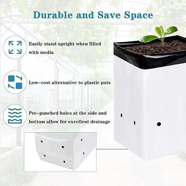 Alt view image 5 of 6 - IPOWER GLGROWBAGFILM2X50X2 100-Pack 2 Gallon Grow Bags Black and White Panda