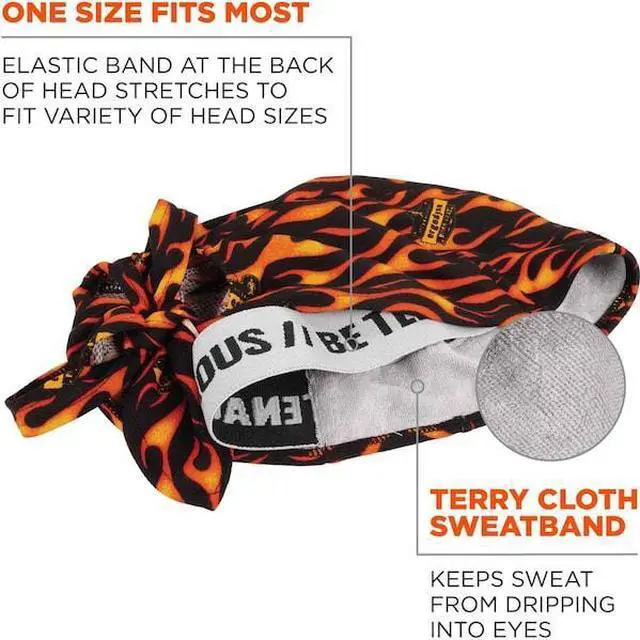 Alt view image 6 of 11 - Ergodyne 150-12485 Chill-Its 6615 High Performance Dew Rag Flames