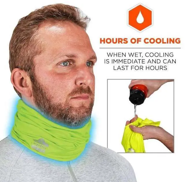 Alt view image 4 of 8 - Ergodyne Chill-Its High Visibility Sweatband Lime Large/Extra-Large (42145)