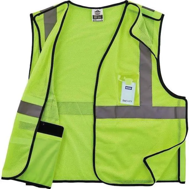 Alt view image 3 of 3 - ERGODYNE 8216BA Lime Safety Vest ID Badge Holder,S/M