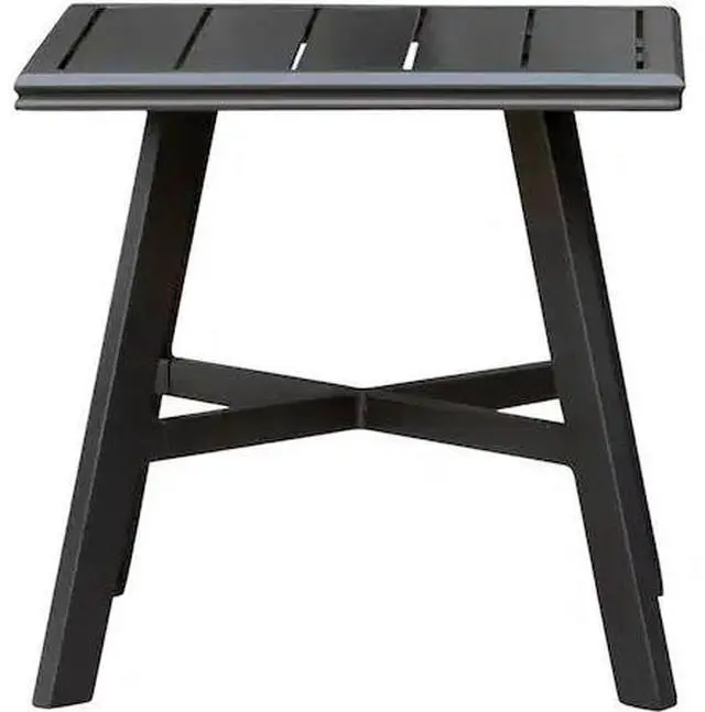 Alt view image 2 of 9 - All-Weather Commercial-Grade Aluminum 22" Square Slat-Top Side Table