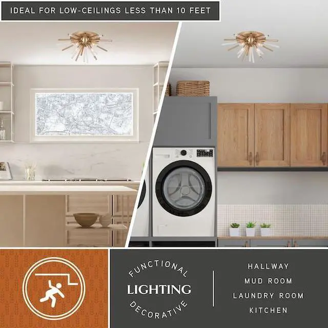 Alt view image 5 of 7 - VAXCEL C0250 Aria 22.5-in Natural Brass 4 Light Mid Century Modern Sputnik