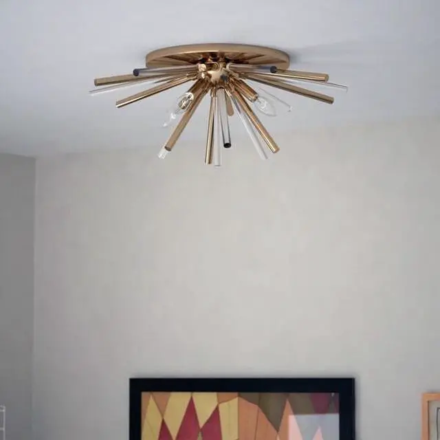 Alt view image 6 of 7 - VAXCEL C0250 Aria 22.5-in Natural Brass 4 Light Mid Century Modern Sputnik
