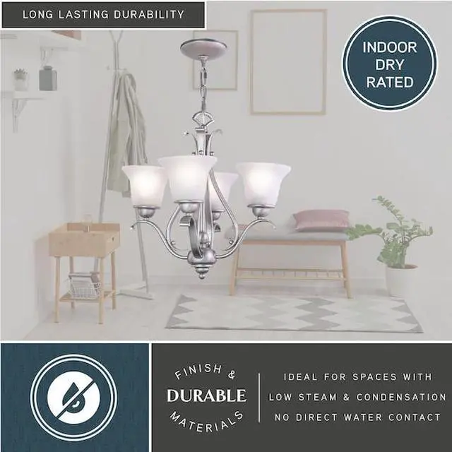 Alt view image 5 of 10 - Vaxcel Monrovia 4 Light Chandelier Brushed Nickel - CH35404BN