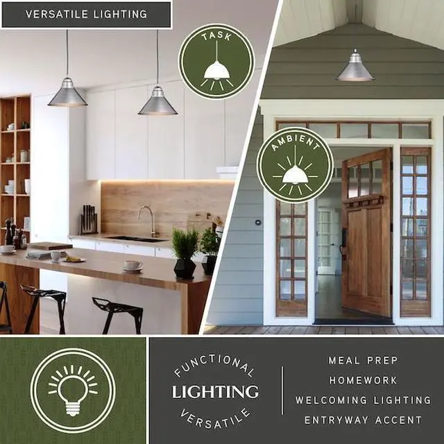 Alt view image 3 of 7 - VAXCEL T0493 Outland 1 Light Pewter Farmhouse Outdoor Barn Dome Pendant