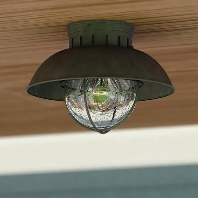 Alt view image 6 of 7 - VAXCEL T0264 Harwich Gray Coastal Barn Dome Outdoor Flush Mount Ceiling Light